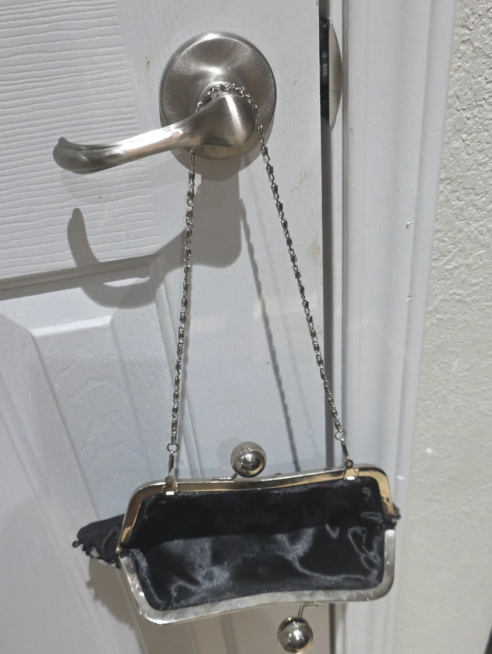 Sequin Evening Clutch Bag in Black and Silver